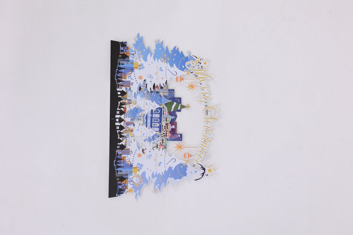 Christmas Castle Snowy Scene 3D Pop Up Card