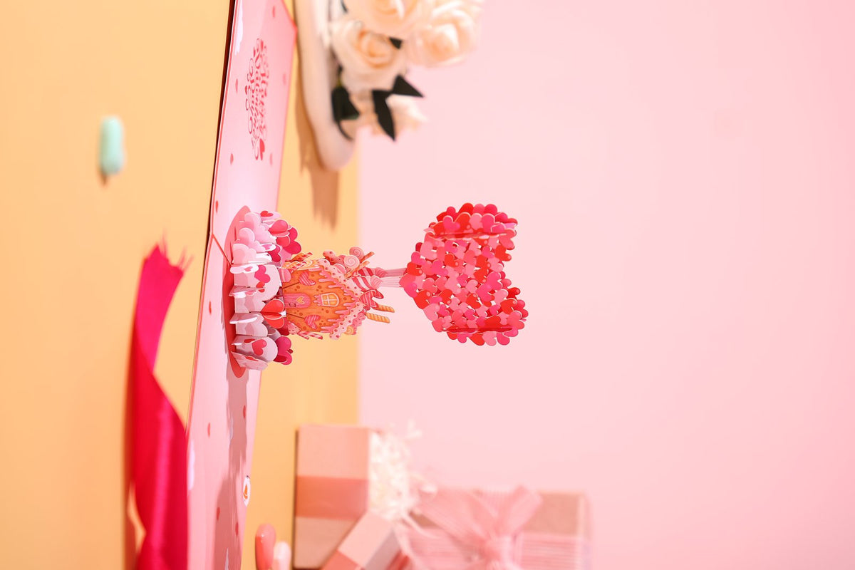 Valentine's Day Candy Flying House 3D Pop Up Card