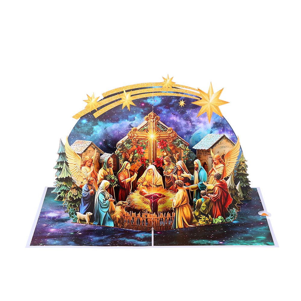 Gold Cross Flip Pop Up Card