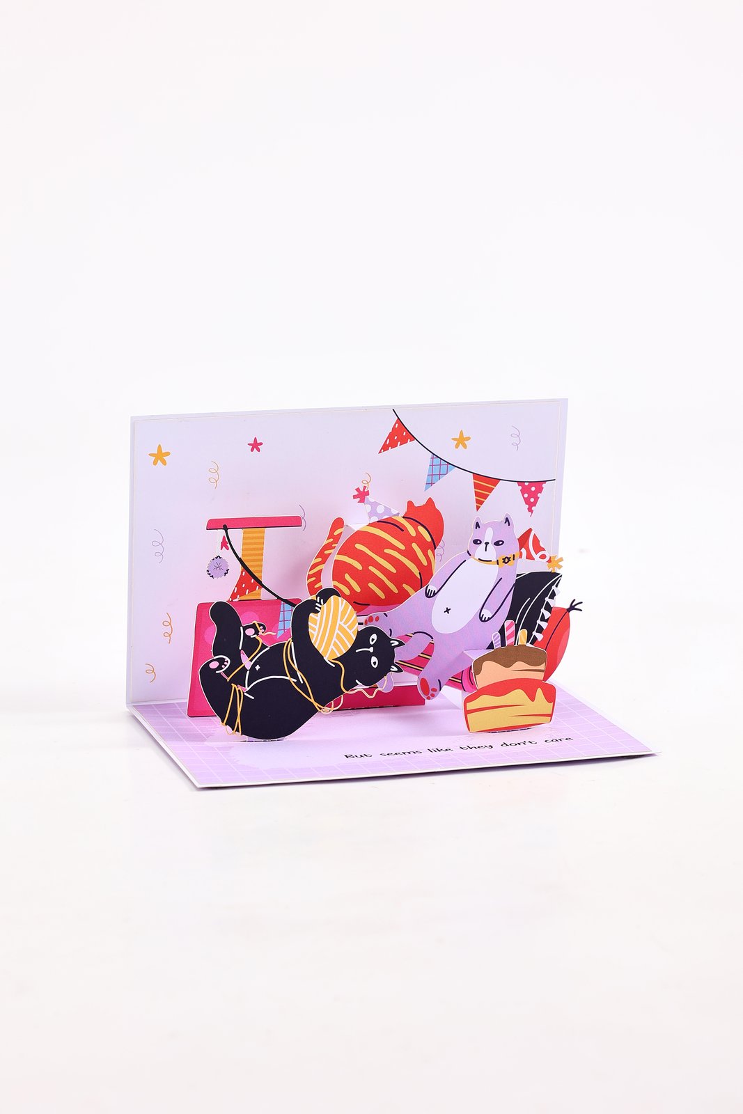Cat Doesn't Care 90° 3D Pop Up Card
