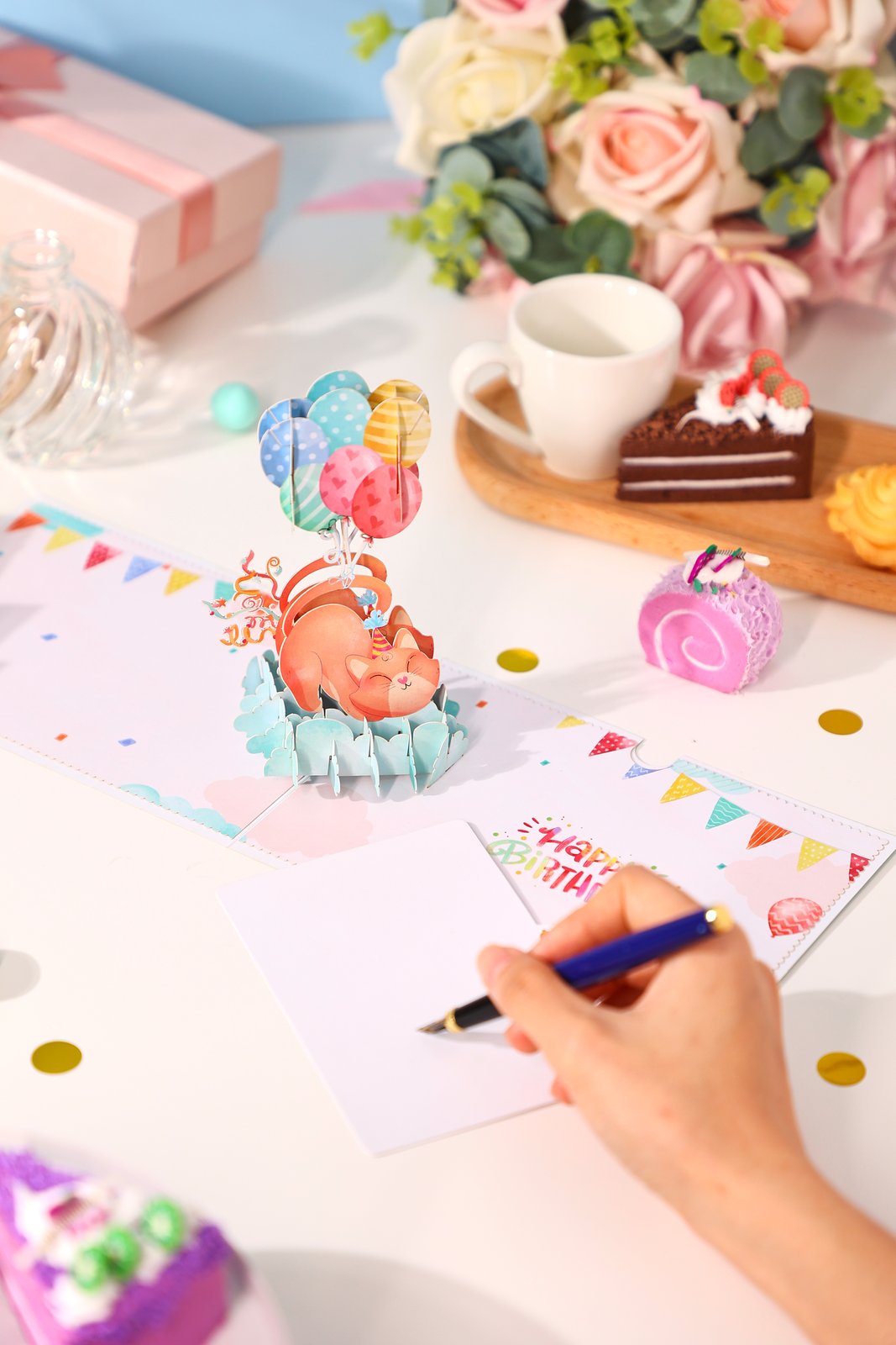 Cat Balloon Birthday 3D Pop Up Card