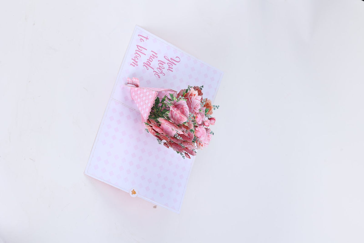 Pink Flower Bouquet Greeting Card