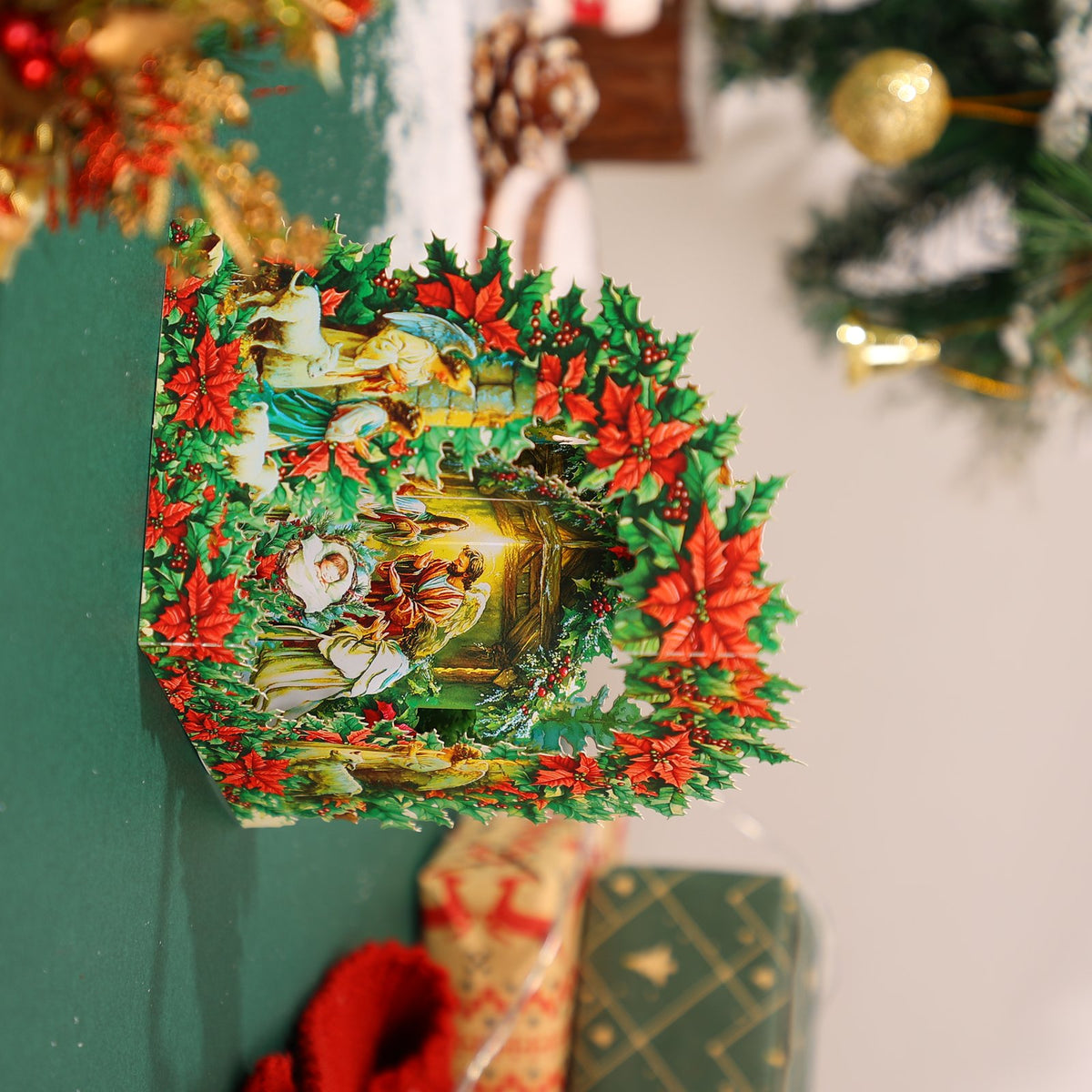 Nativity Poinsettia 3D Pop Up Card