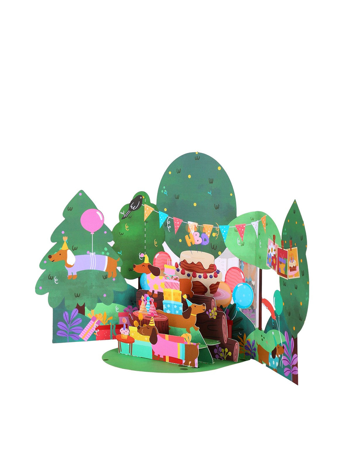 Forest Puppy Balloon Birthday Greeting Card