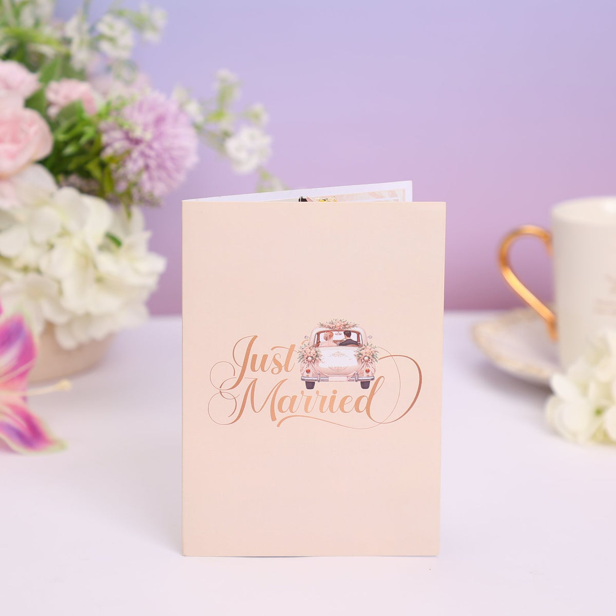 Wedding Vintage Car Flip Pop Up Card