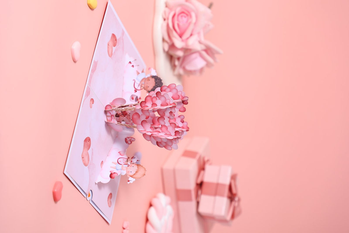 Valentine's Day Pig Hot Air Balloon 3D Pop Up Card