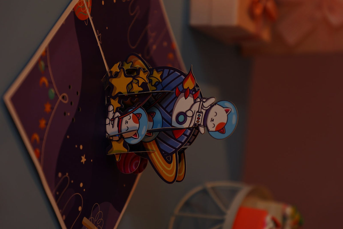 Space Cat Music 3D Pop Up Card
