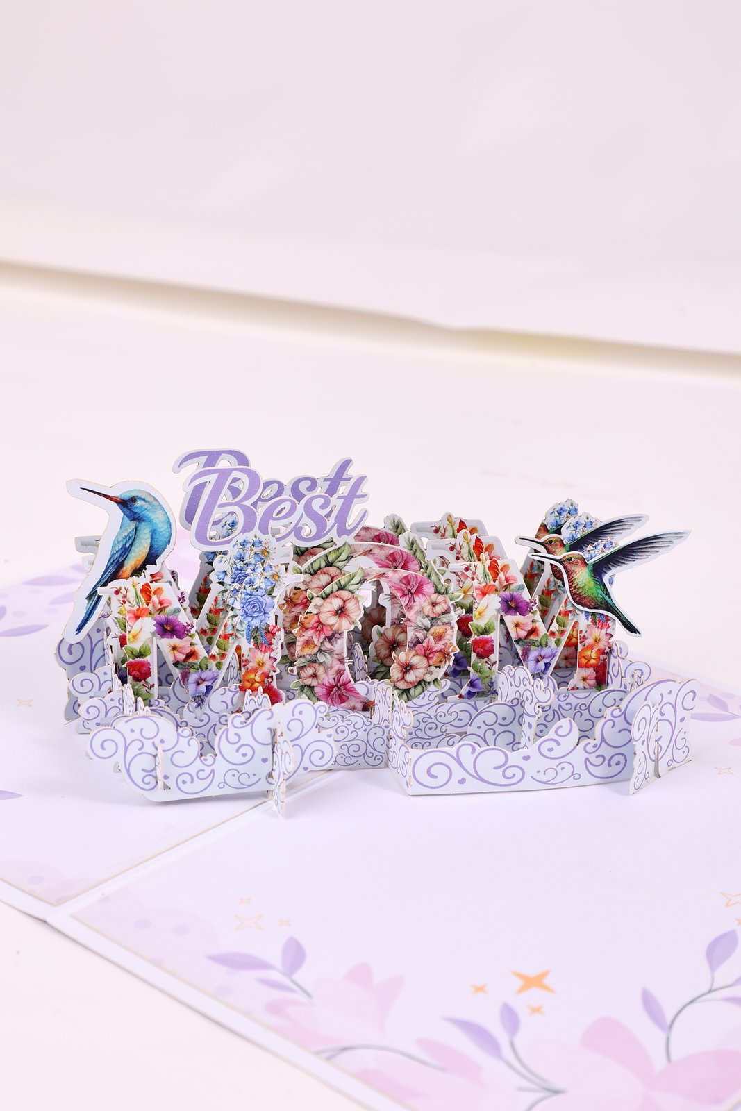 Purple Hummingbird Fresh Flowers Mother's Love Greeting Card