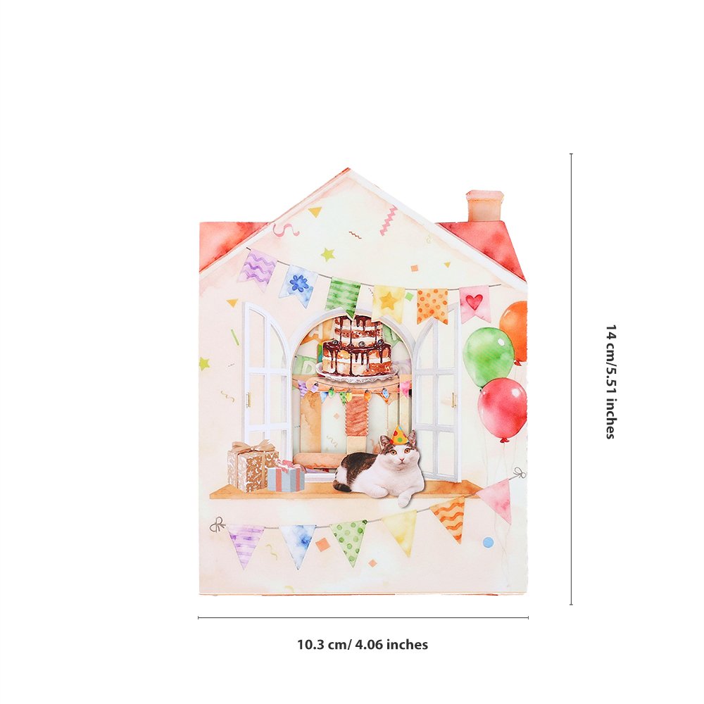Birthday Party Cottage 3D Pop Up Card