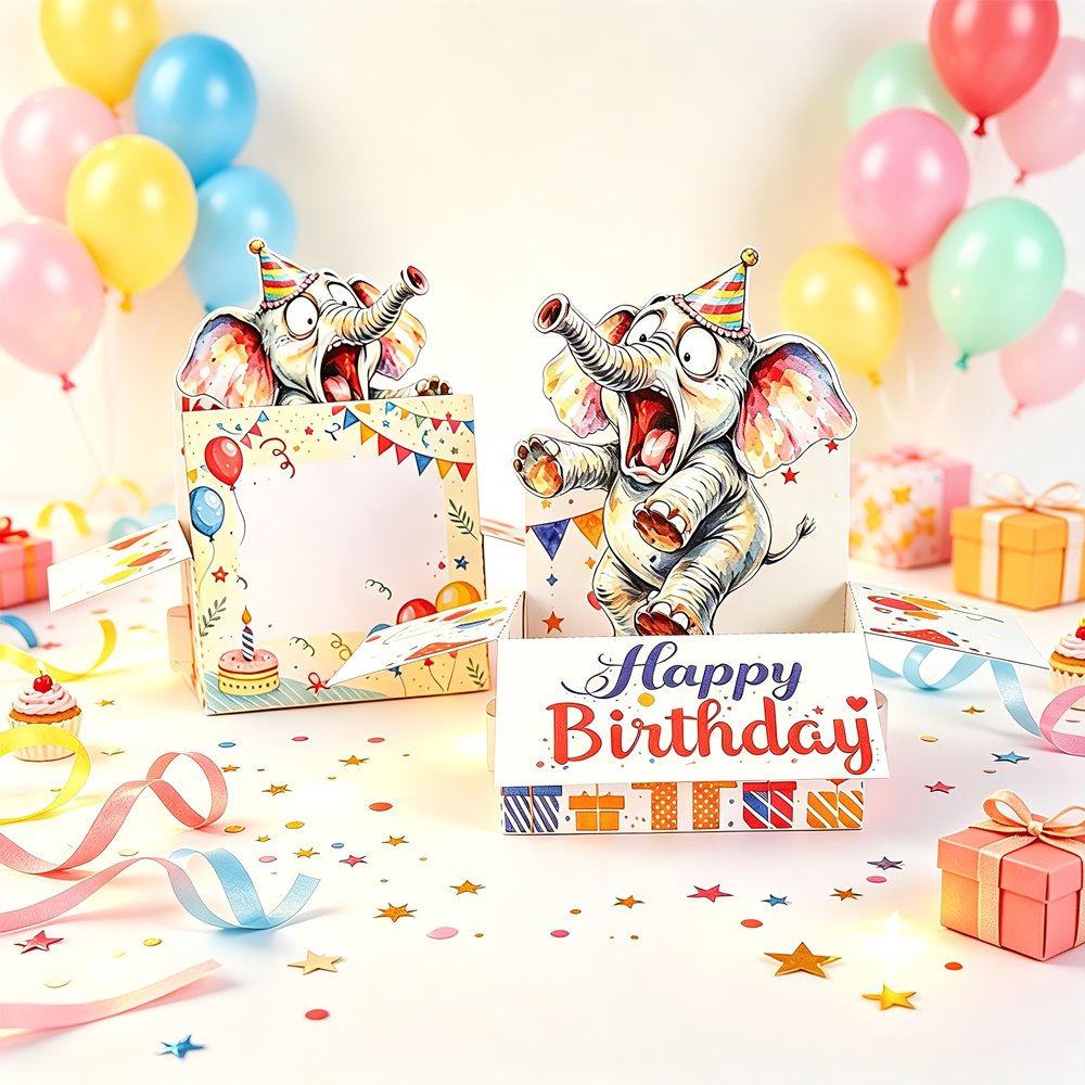 Elephant Birthday Box Card