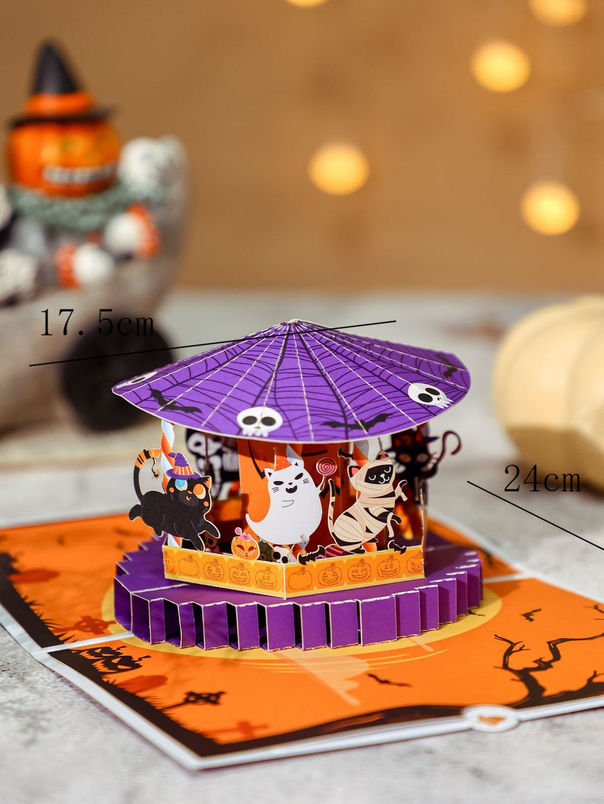 Halloween Spinning Cat 3D Pop Up Card