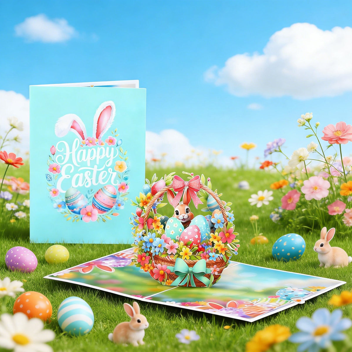 Easter Bunny Ears Flip Pop Up Card