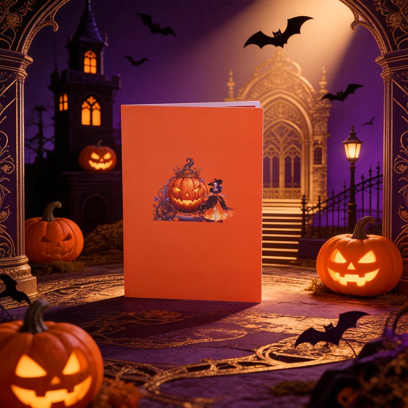 Halloween Pumpkin Car Greeting Card