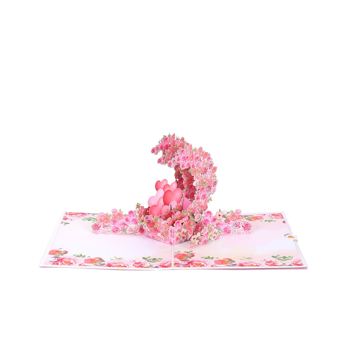 Pink Rose Heart 3D Pop Up Card