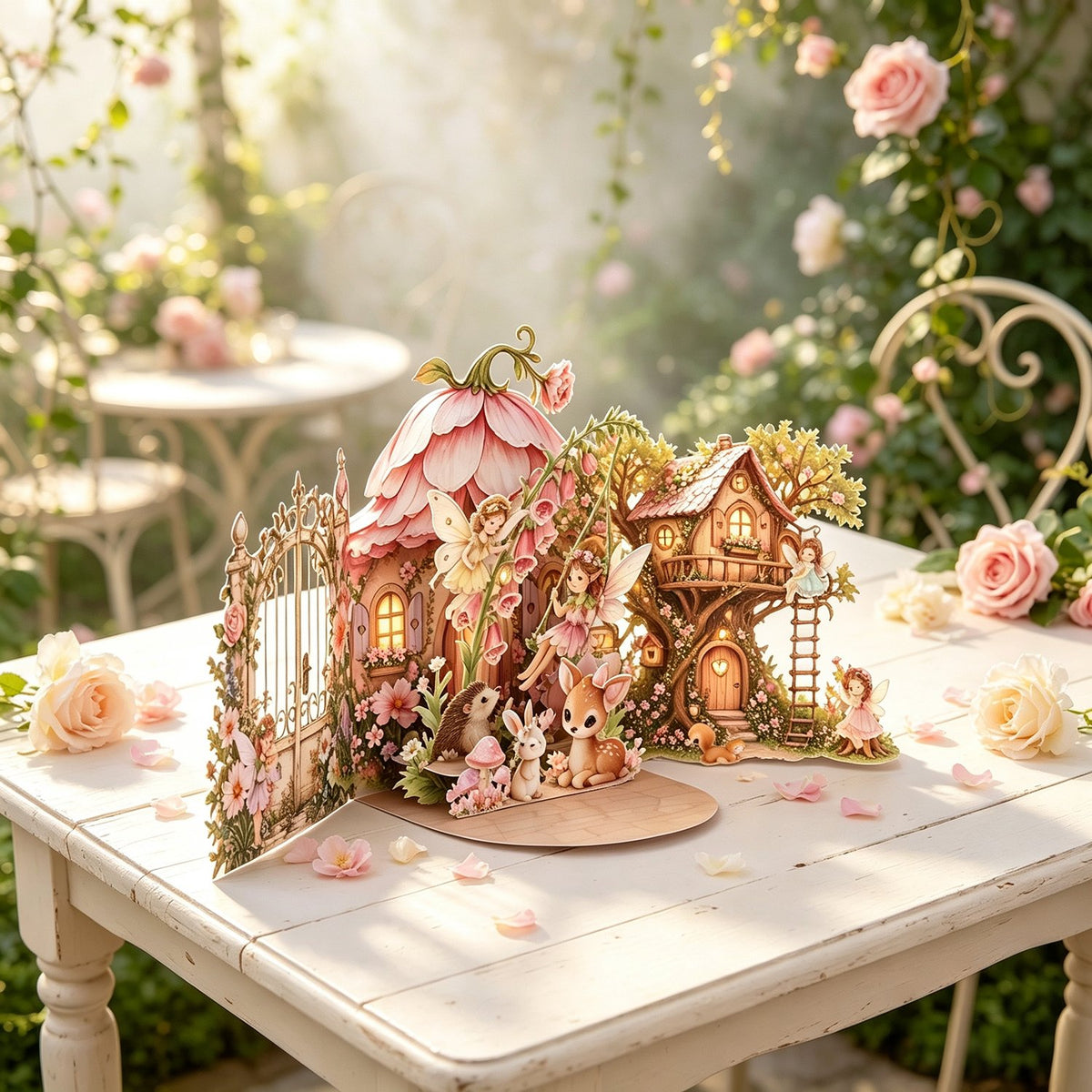 Pink Butterfly Fairy Double Door Card