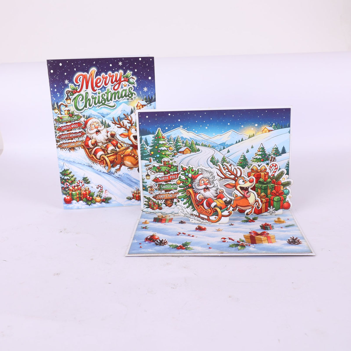Santa Claus Skiing Greeting Card