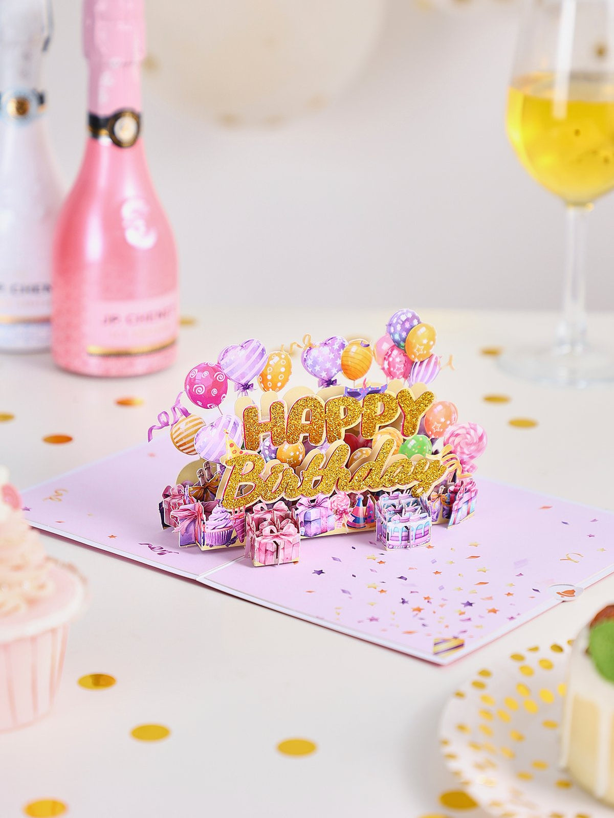 Gold Glitter Happy Birthday 3D Pop Up Card