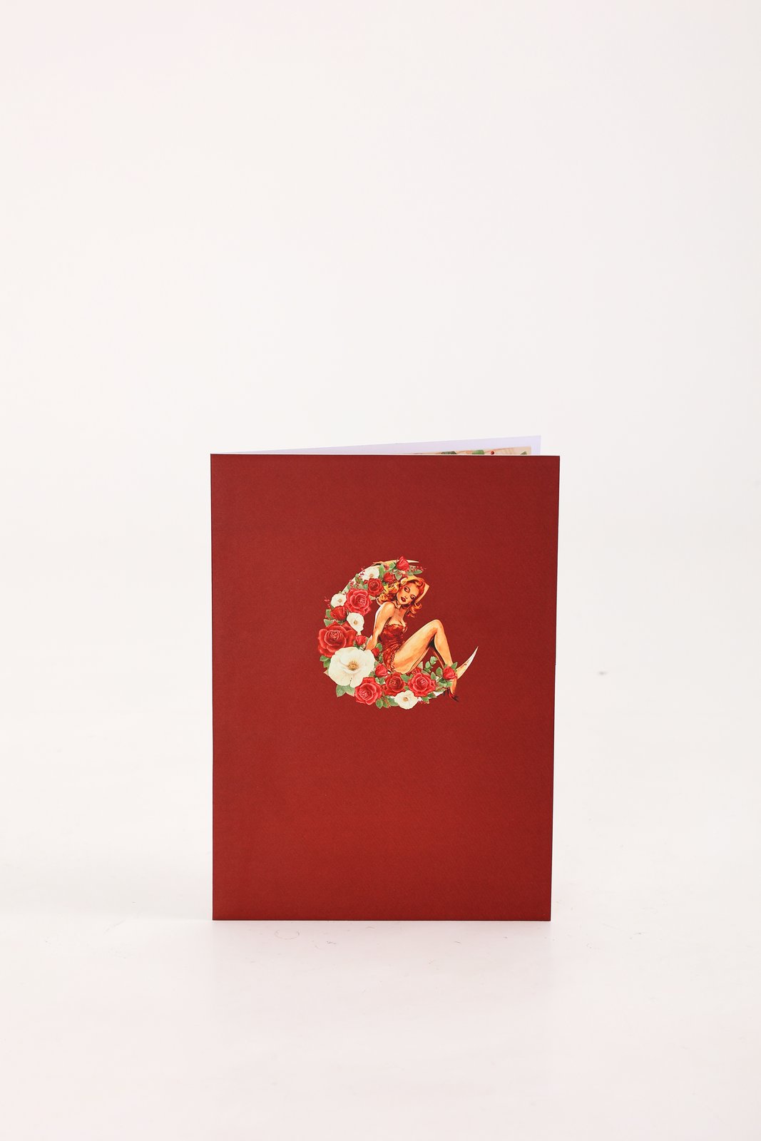 Crescent Moon Rose Lady Pop Up Card
