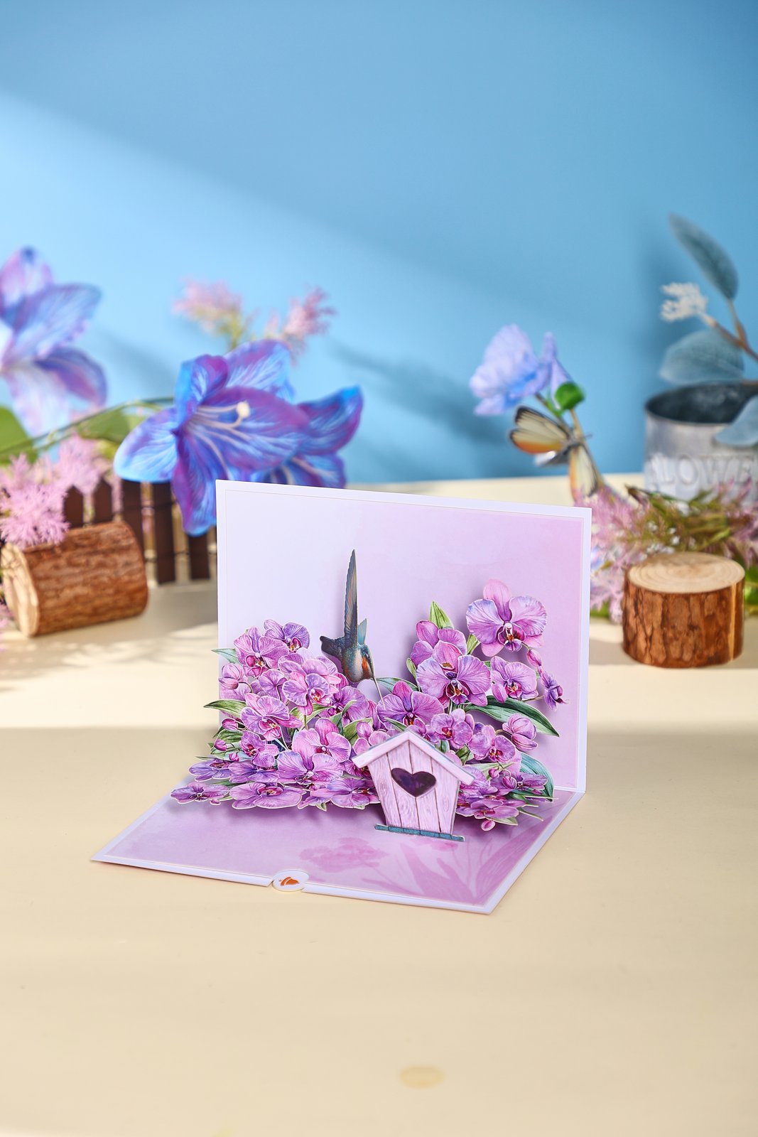Orchid Hummingbird Greeting Card