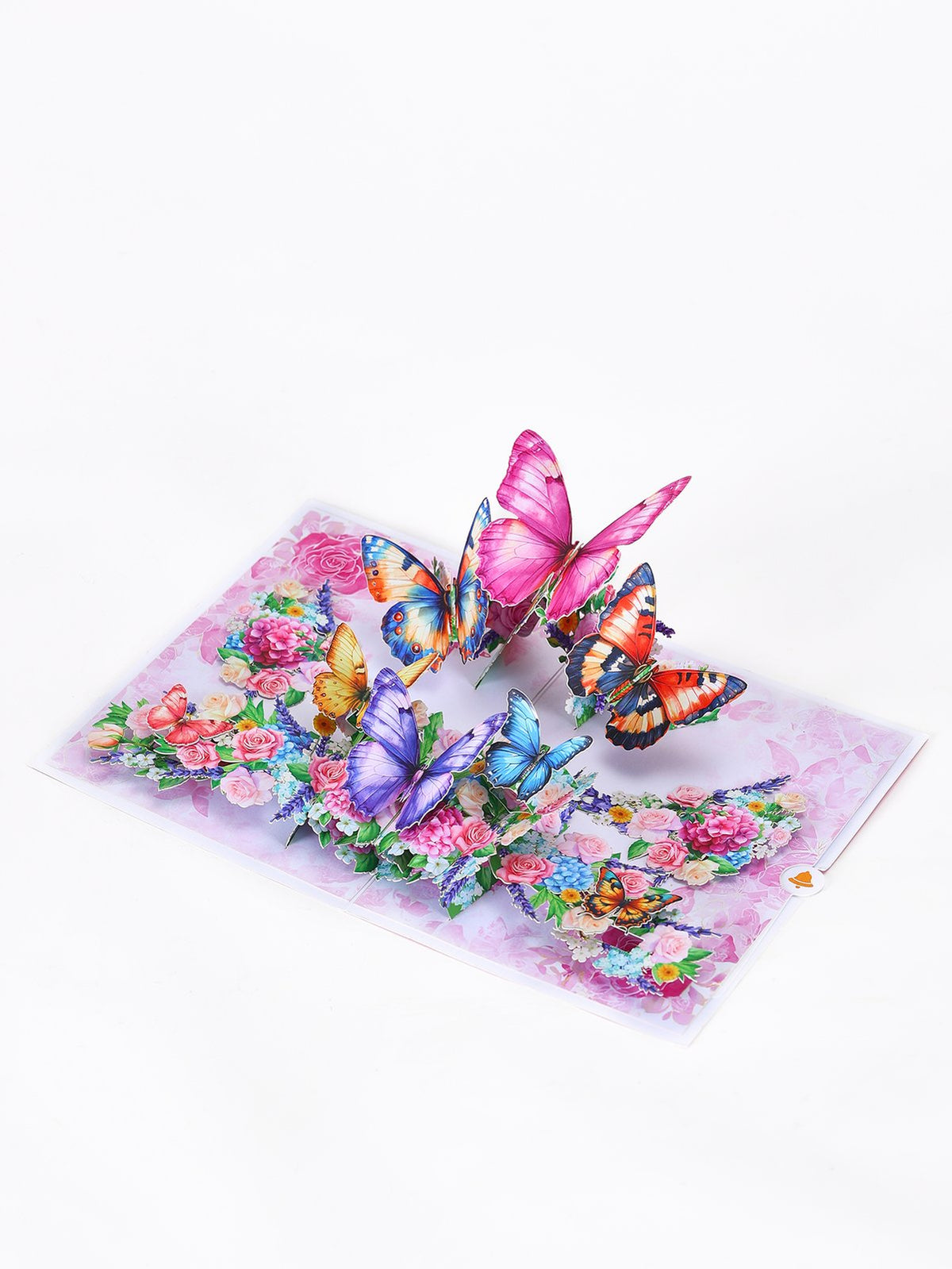 Purple Butterfly Flower Bouquet Flip Pop Up Card