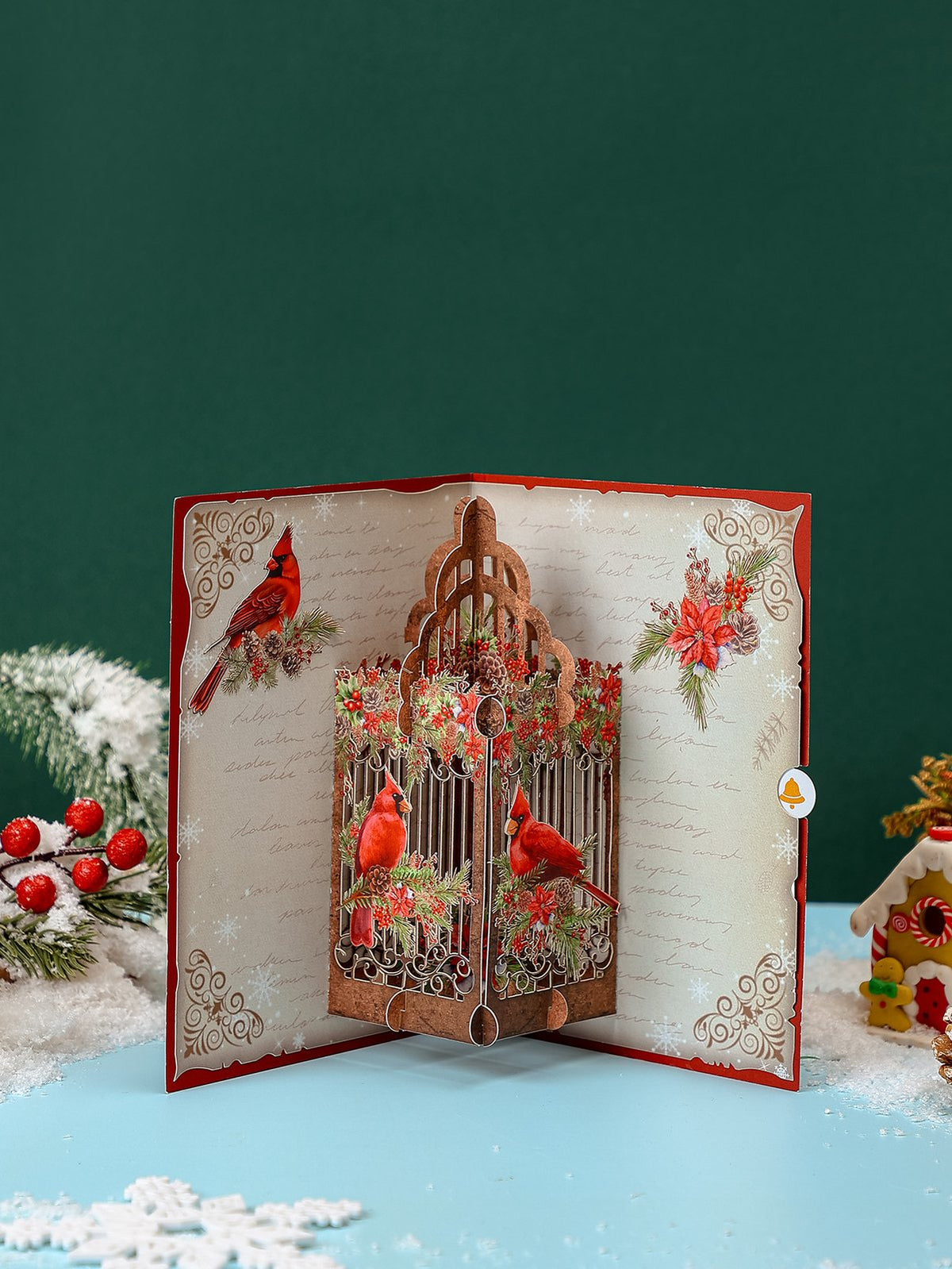 Vintage Cardinal Winter Birdcage Greeting Card