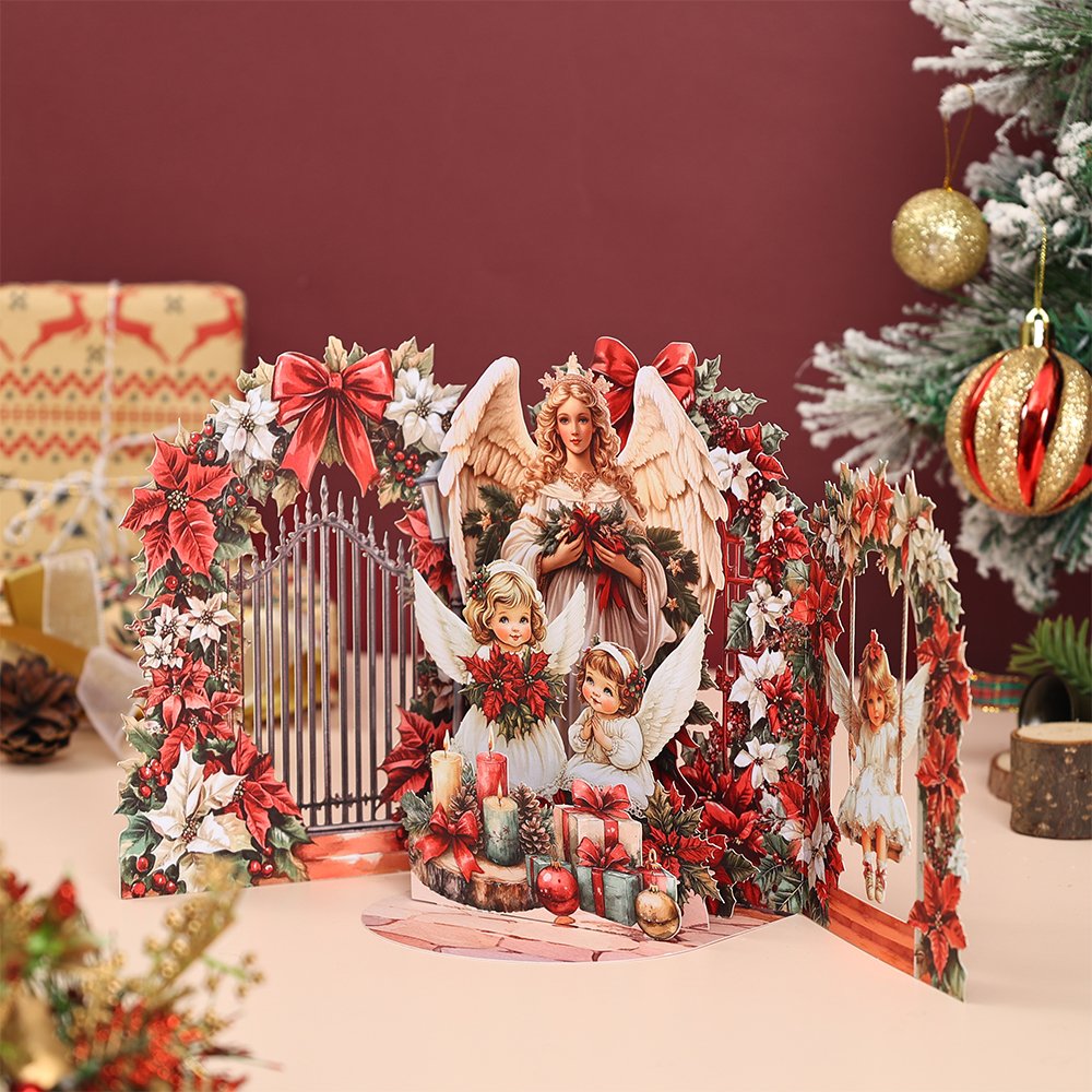 Christmas Floral Door 3D Pop Up Card