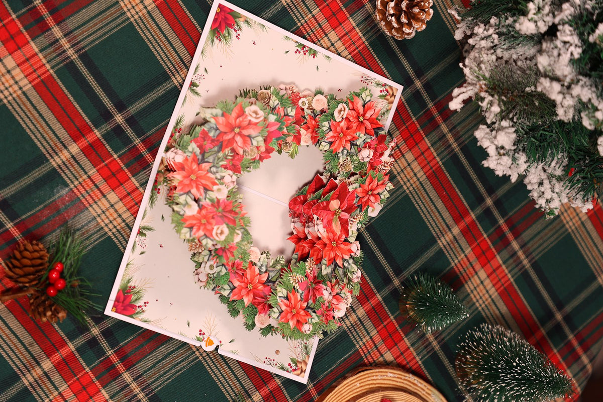 Poinsettia Heart Greeting Card