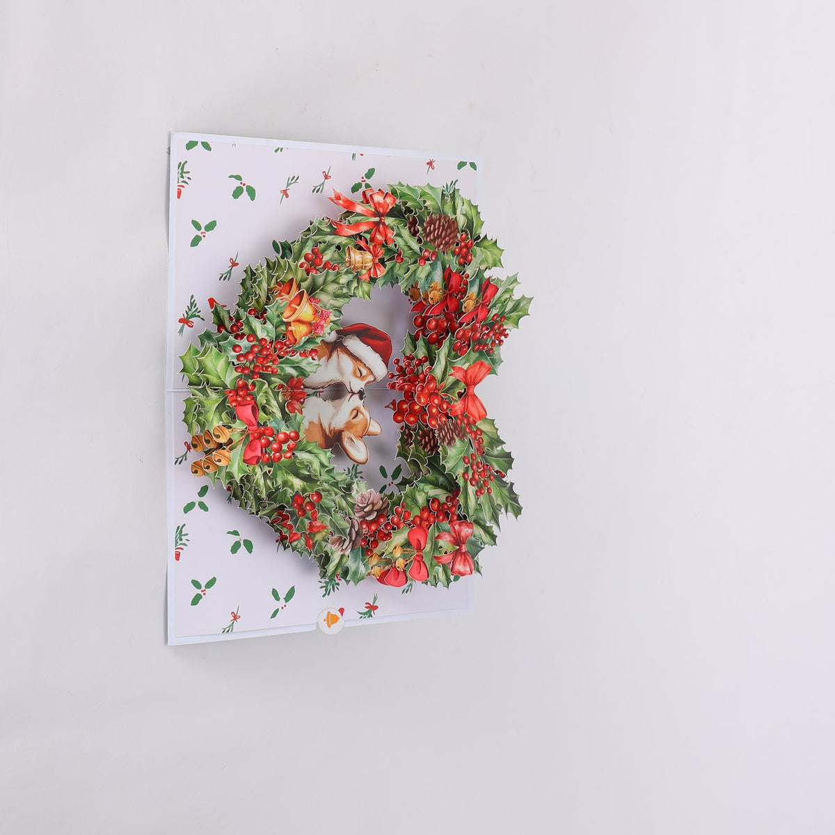 Christmas Floral Wreath 3D Pop Up Card