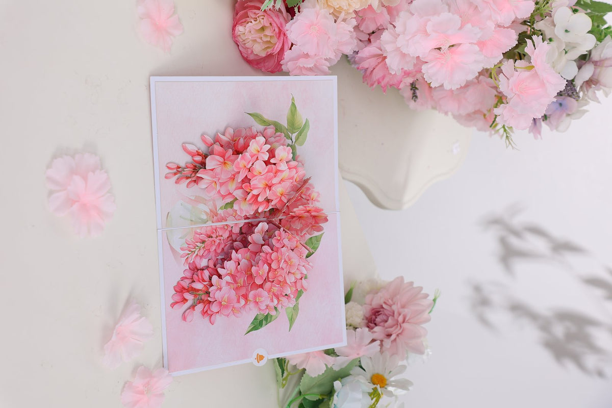 Pink Flower Wisteria 3D Pop Up Card