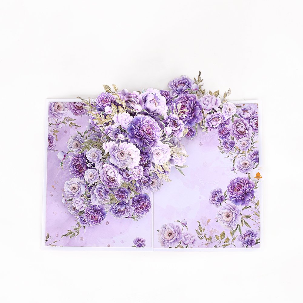 Purple Peony Floral Branch Greeting Card