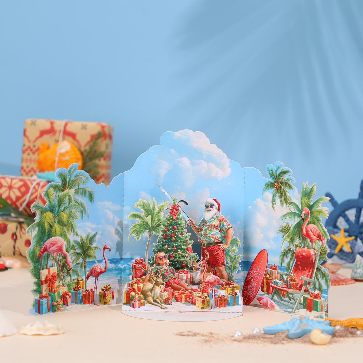 Flamingo Beach 3D Pop Up Card