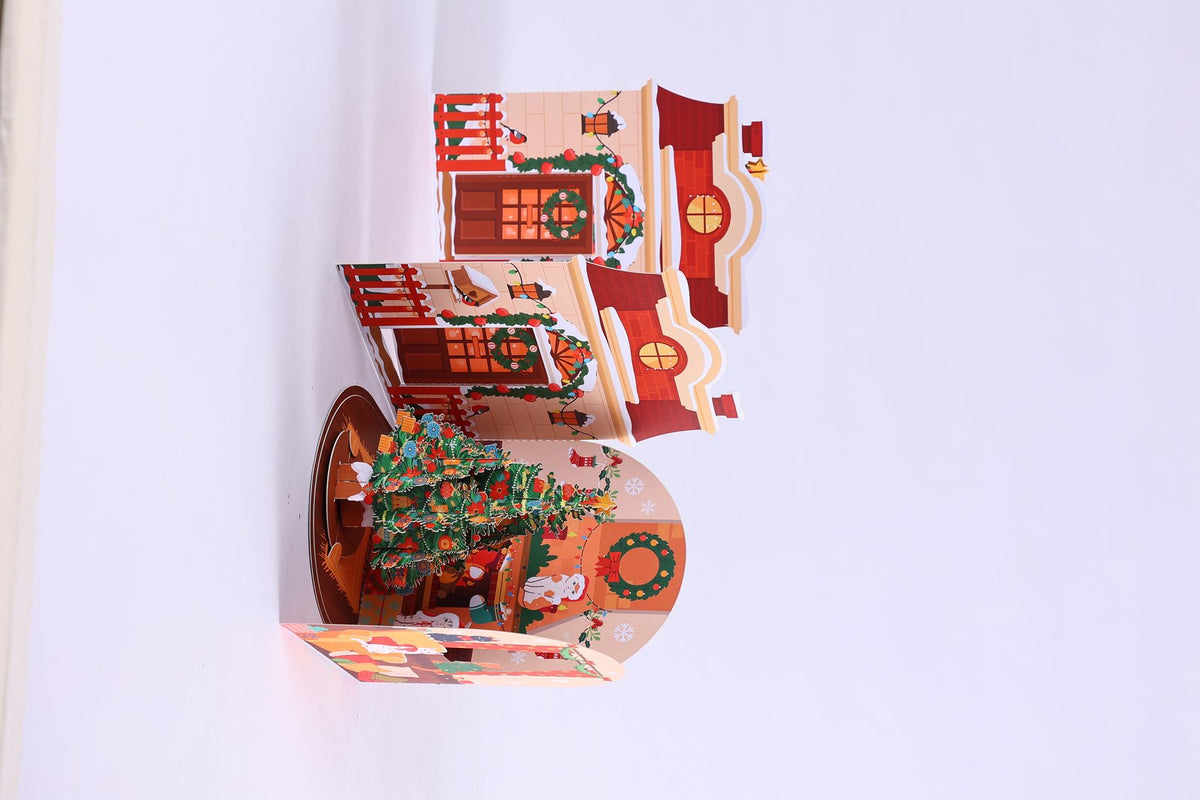 Cat Christmas Tree Double Door 3D Pop Up Card