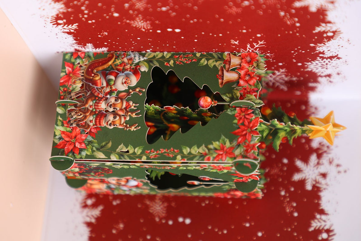 Red Christmas Tree Flip Pop Up Card