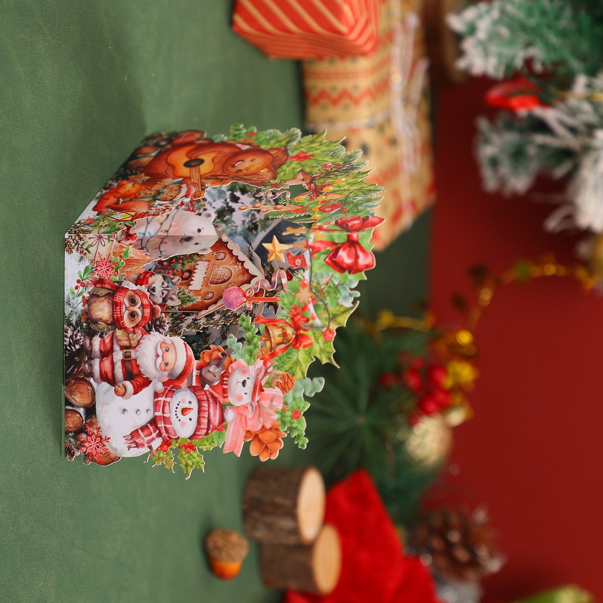 Santa Claus Animals Forest 3D Pop Up Card