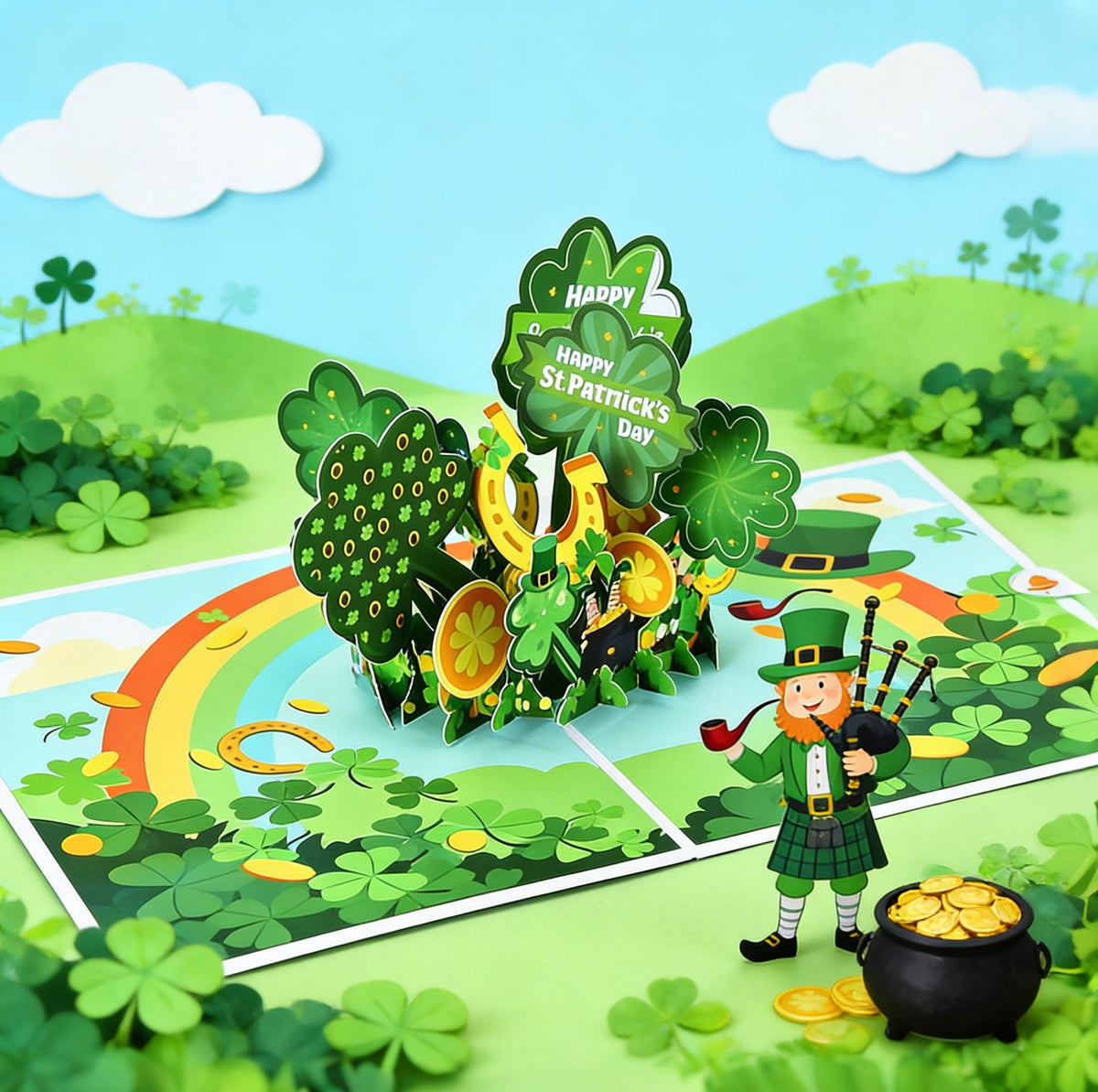 St. Patrick's Day Green Hat Flip Pop Up Card
