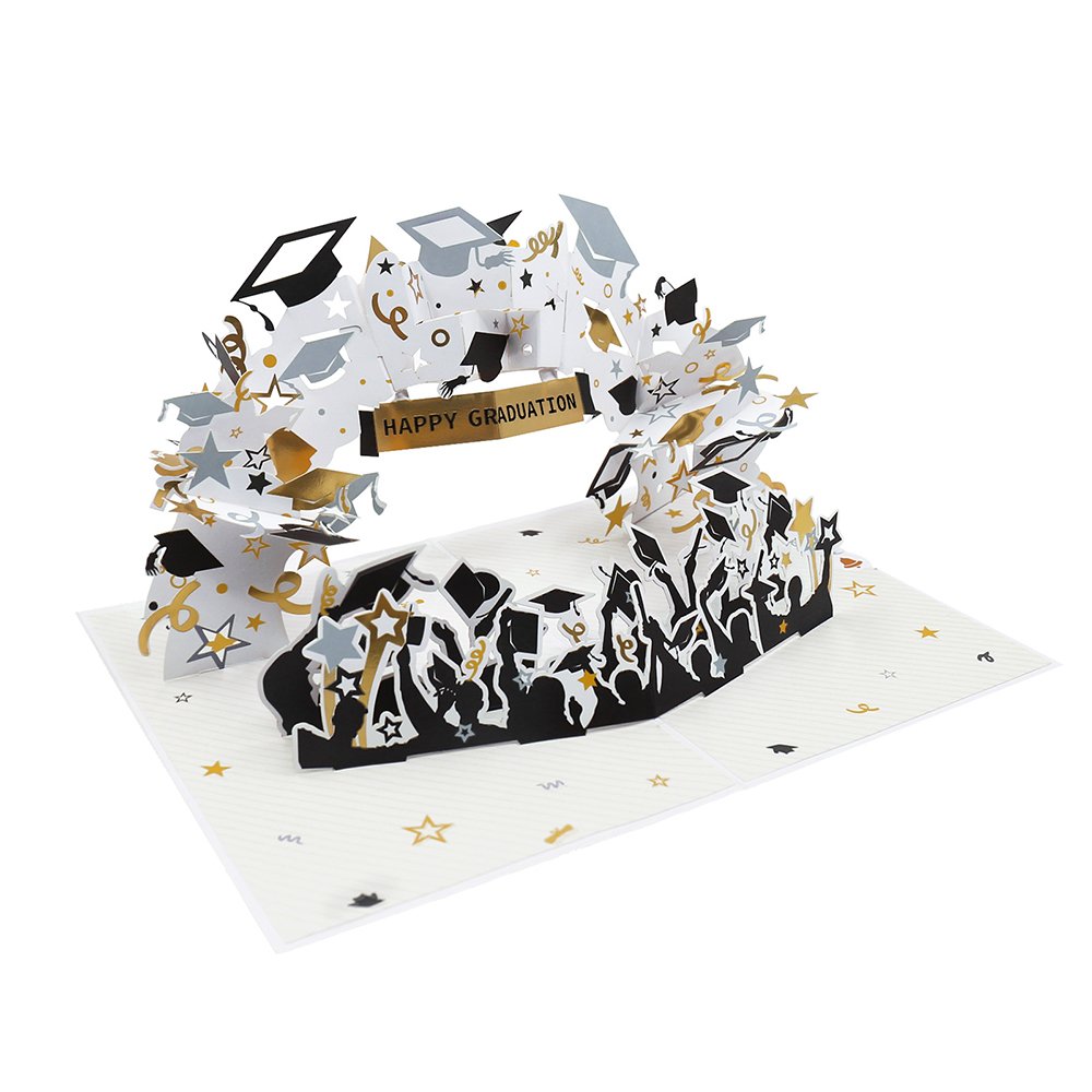 Black Gold Graduation Flip Pop Up Card