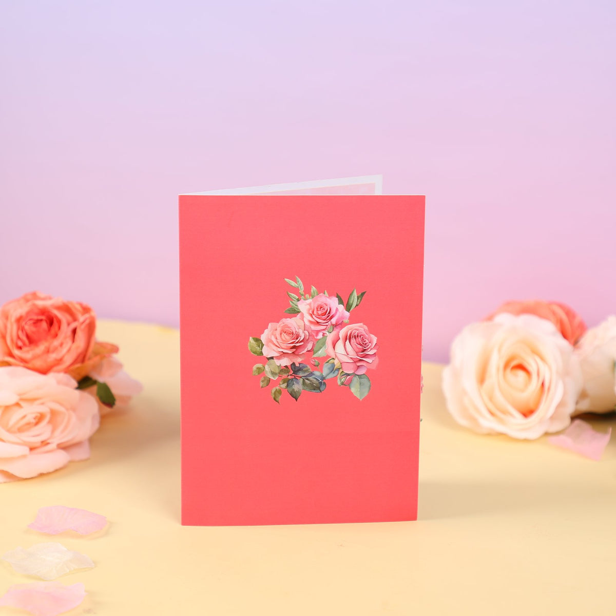 Rose Bouquet Gift Box 3D Pop Up Card