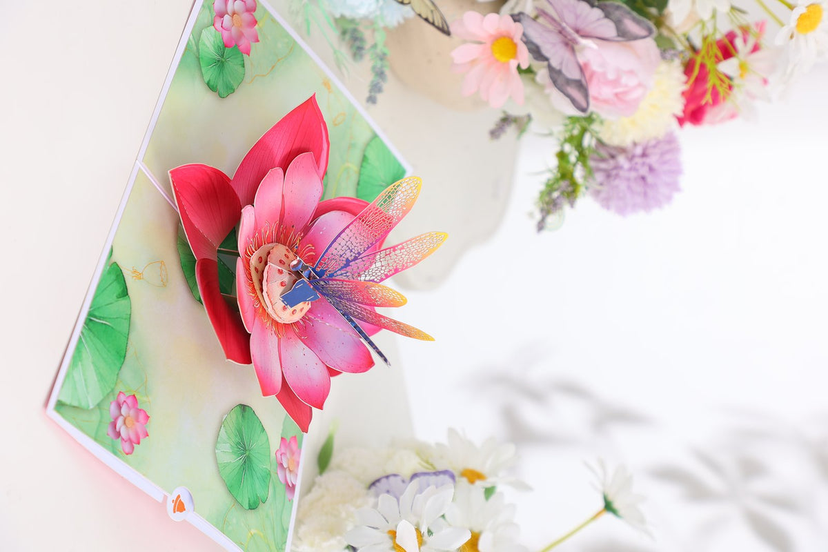 Lotus Dragonfly 3D Pop Up Card