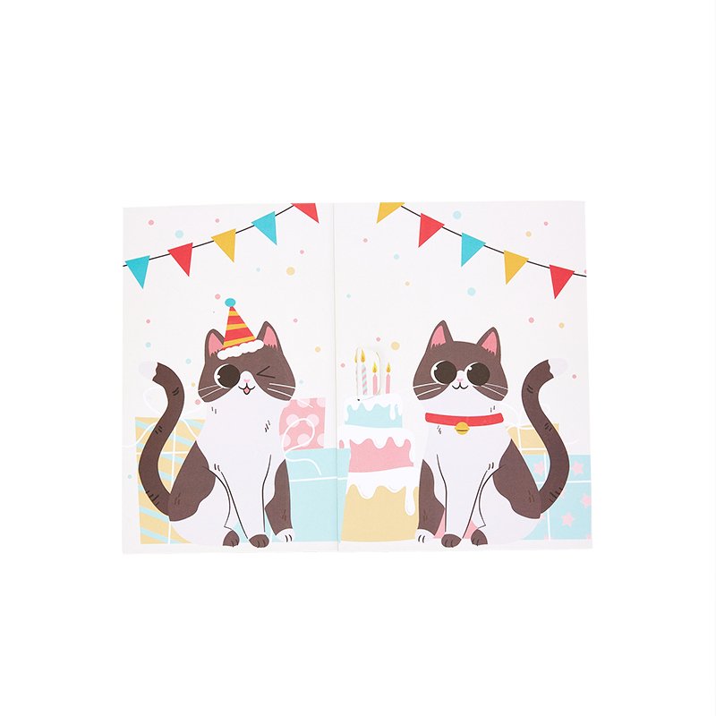 Cartoon Cat Birthday Flip Pop Up Card