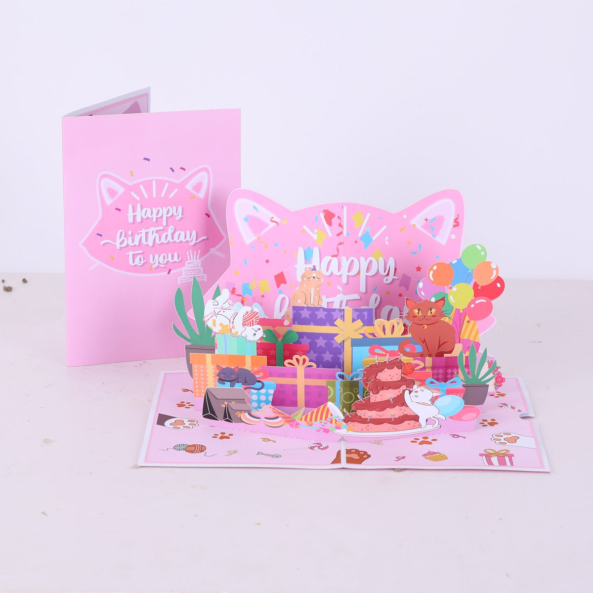 Cat Egg Birthday Party 3D Pop Up Card