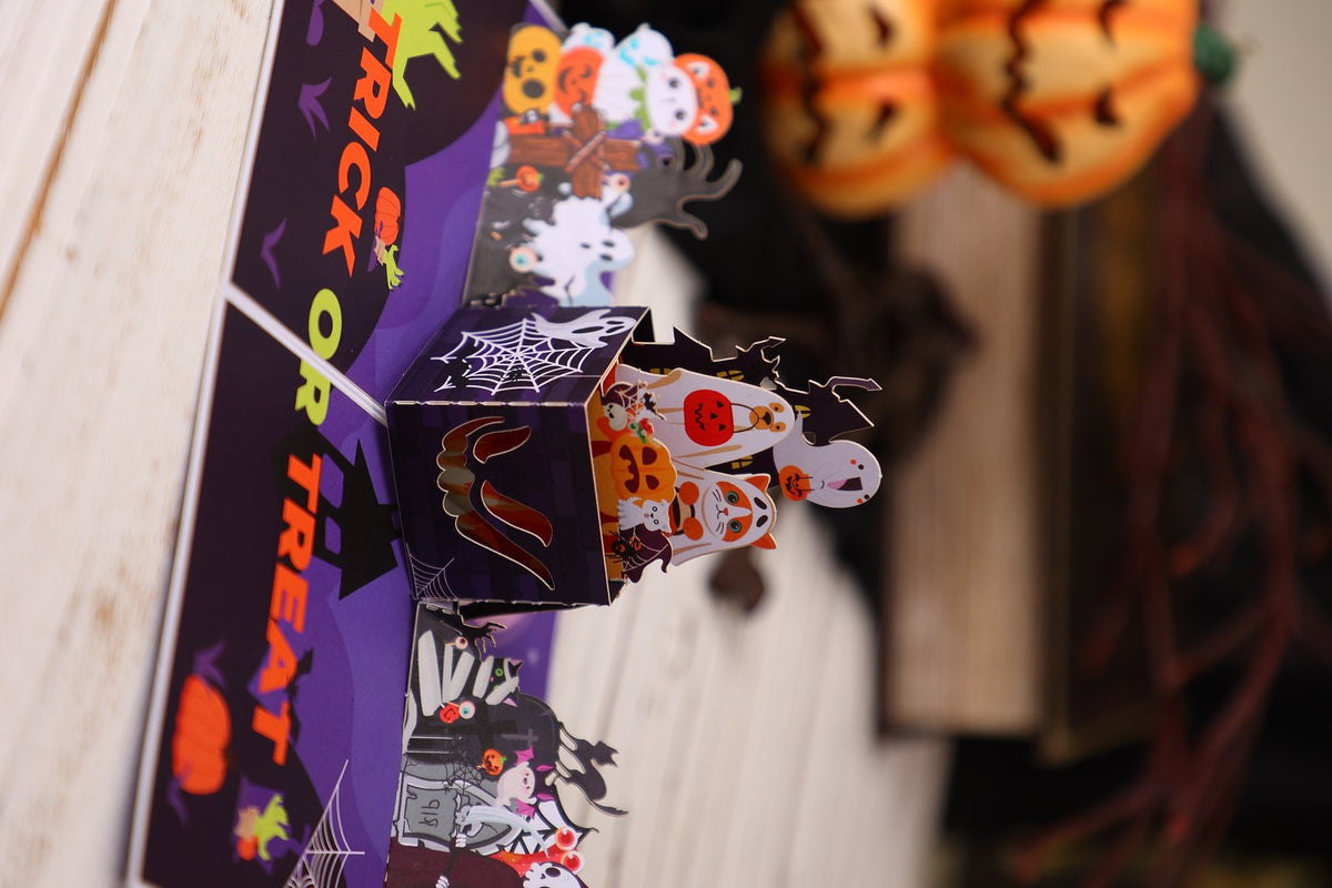Halloween Ghost Sheet Cat Dog Box 3D Pop Up Card