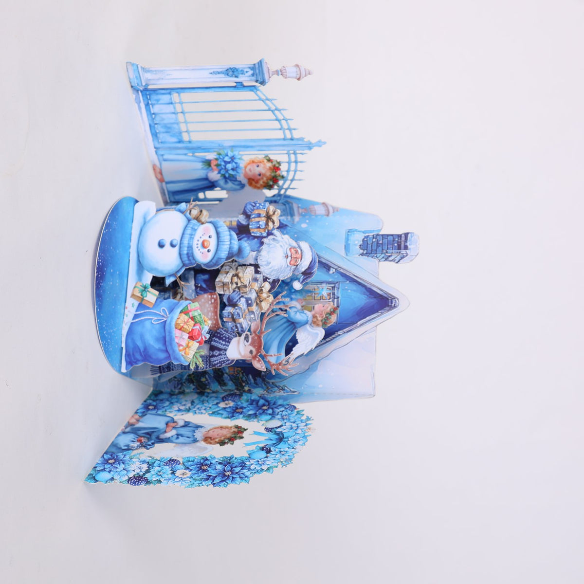 Blue Snowman Arch Christmas Greeting Card