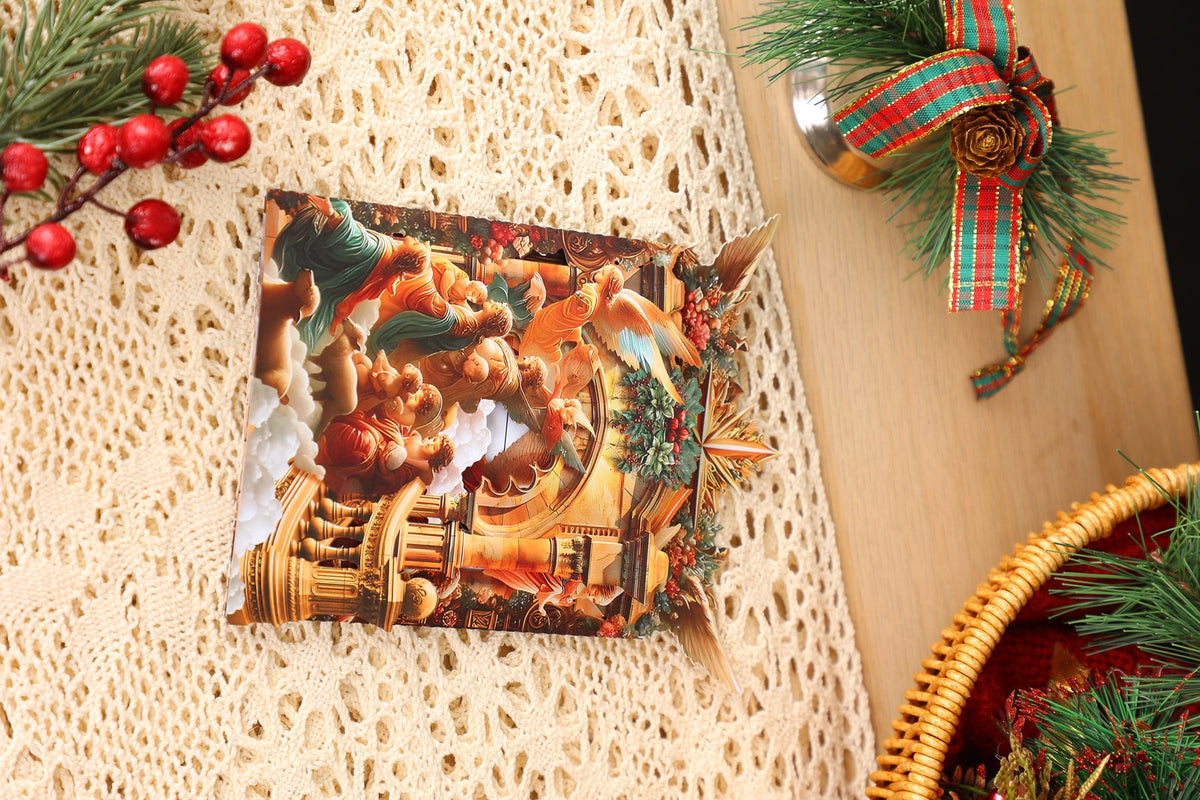 Gold Nativity Manger 3D Pop Up Card