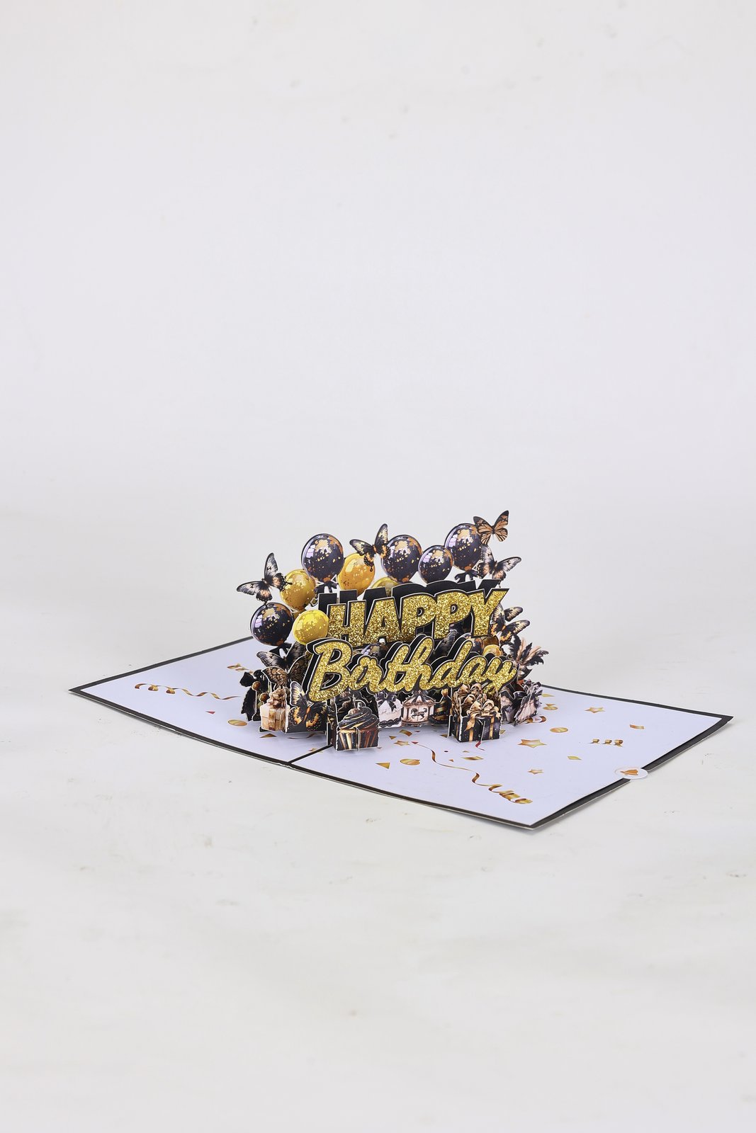 Black Gold Teddy Bear Birthday Greeting Card