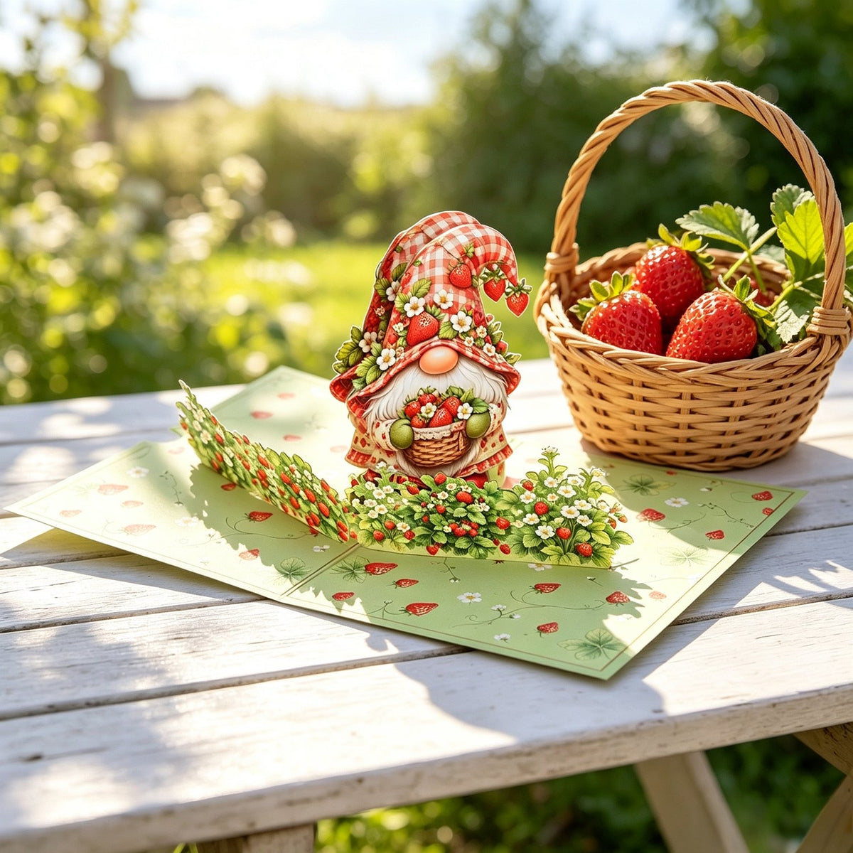 Strawberry Gnome Greeting Card