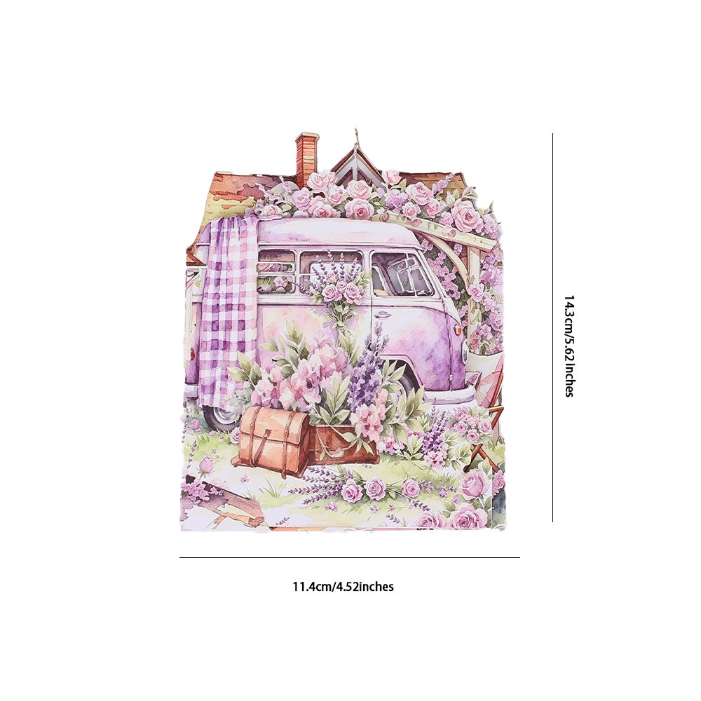 Girl Purple Camping Double Door Pop Up Card
