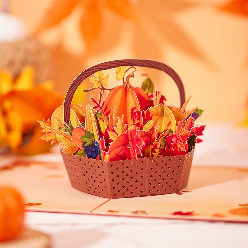 Pumpkin Floral Thanksgiving Flip Pop Up Card