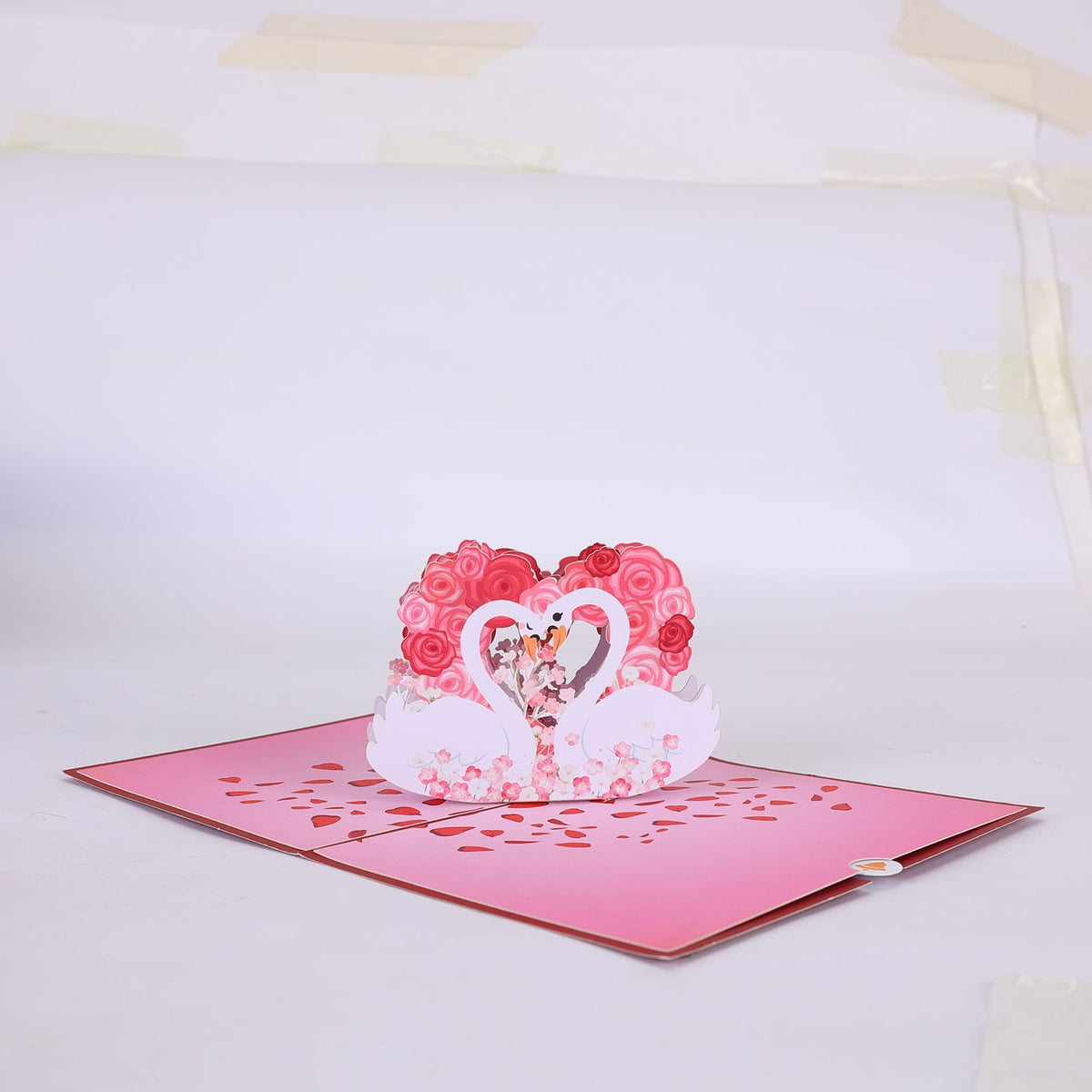 Heart Rose Swan Greeting Card