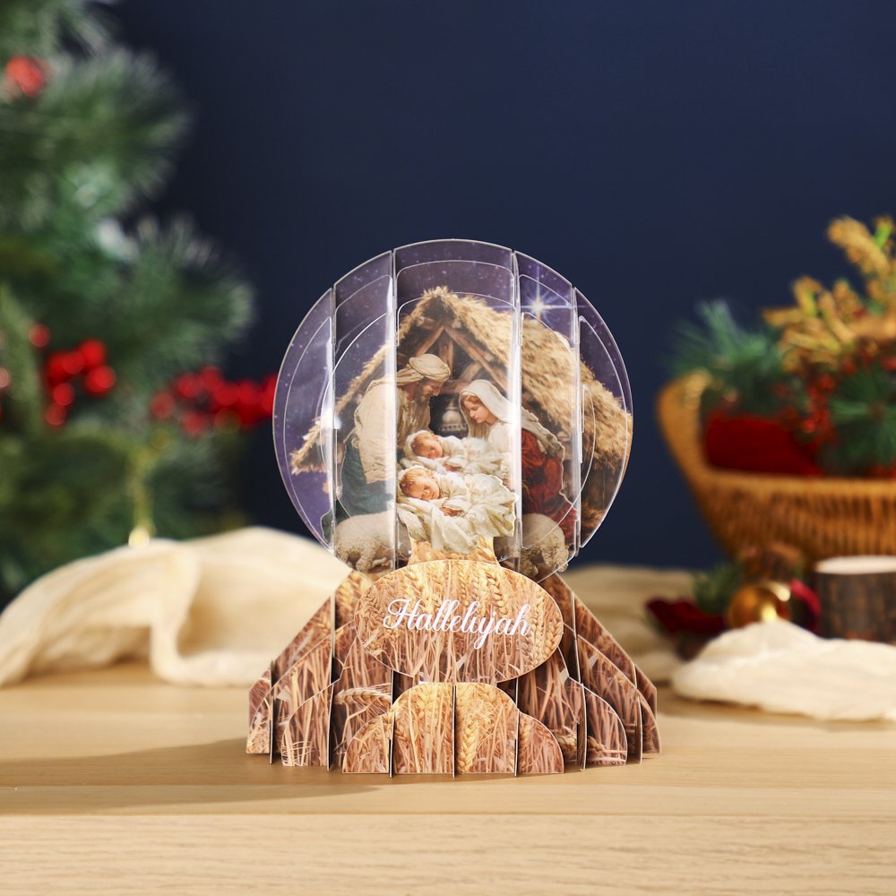 Christmas Nativity Manger Crystal Ball Card