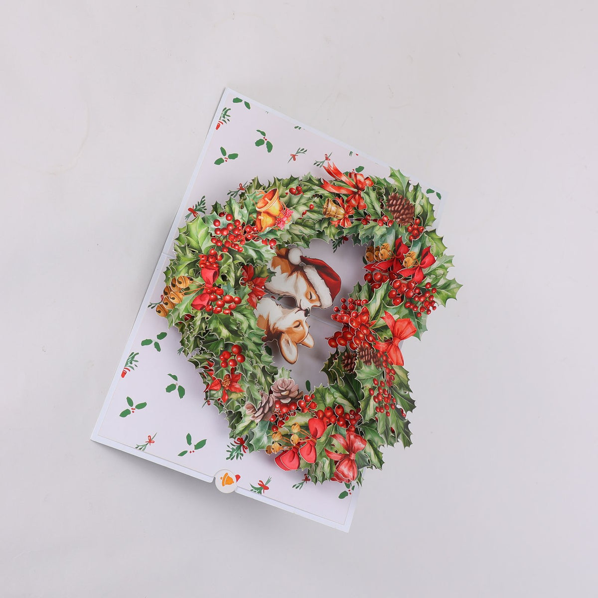 Christmas Floral Wreath 3D Pop Up Card